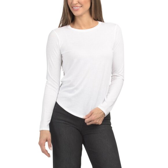 VINCE White Pima Cotton Blend Little Boy Long Sleeve Top - Picture 1 of 2